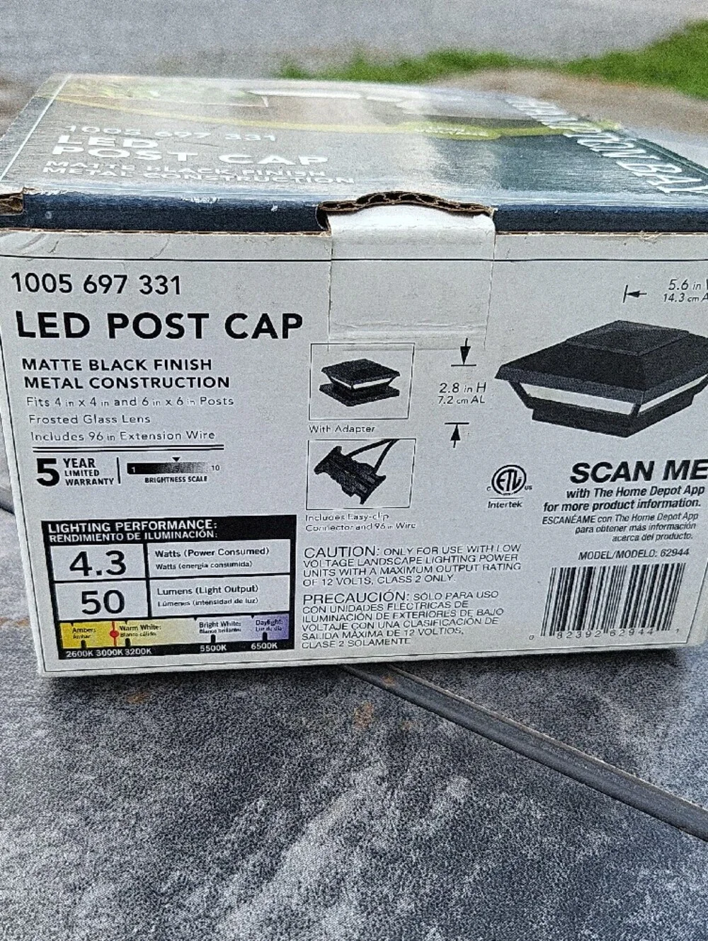 Hampton Bay Matte Black LED Post Cap - Low Voltage